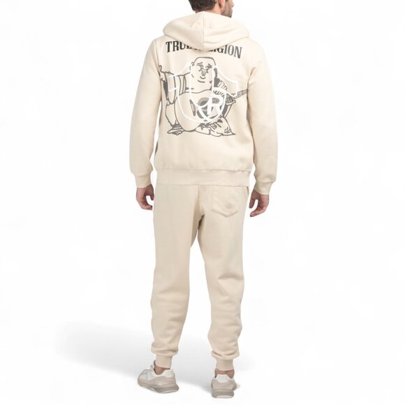 True Religion Men's Fleece Sweatsuit 2 Piece Tracksuit Matching Hoodie Joggers - Picture 1 of 16
